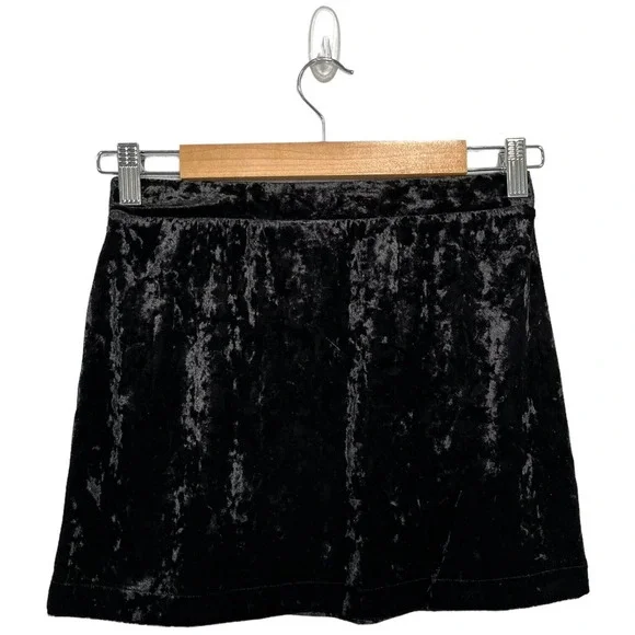 New Nordstrom Abound Crushed Velvet Velour Mini Retro 90s Y2K Skirt Black S - Picture 4 of 11